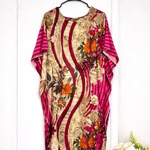 Floral Pink and Orange Dera Kenyan Maxi Dress